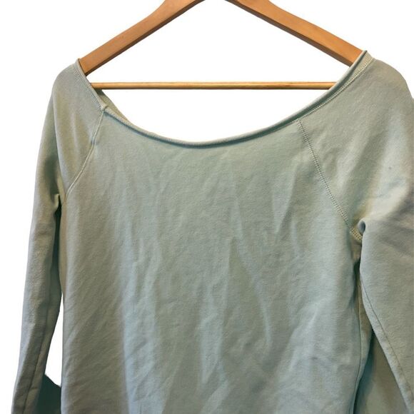 VICTORIAS SECRET Mint Sequin Front Wide Neck Fleece Lined Long Sleeve Pullover S - Picture 6 of 7